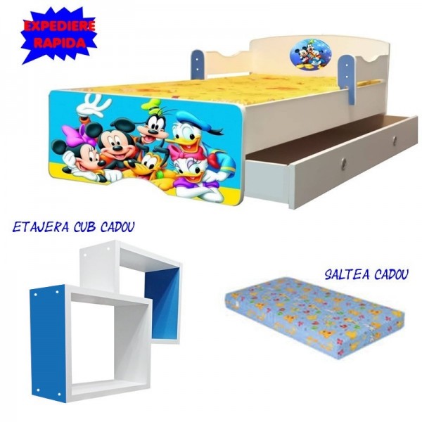 Pat copii Clubul lui Mickey cu saltea si sertar