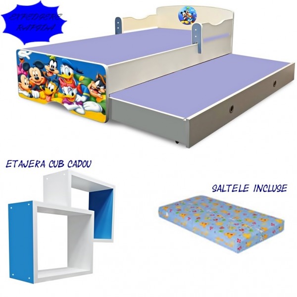 Pat copii dublu Clubul lui Mickey cu saltele incluse