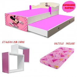 Pat copii dublu Minnie cu saltele incluse