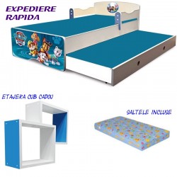 Pat copii dublu Paw Patrol cu saltele incluse 