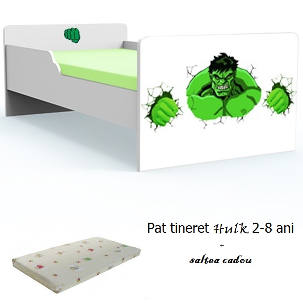 Pat tineret Hulk cu saltea