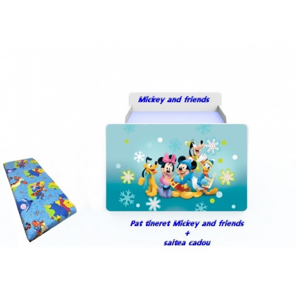 Pat tineret Mickey & Friends cu saltea