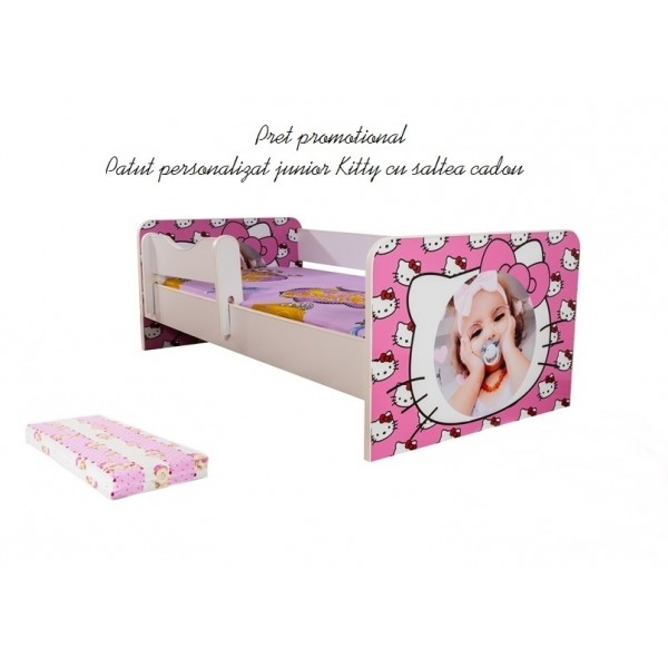 Pat junior personalizat Kitty cu saltea cadou