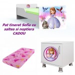 Pat tineret Sofia cu saltea si noptiera CADOU